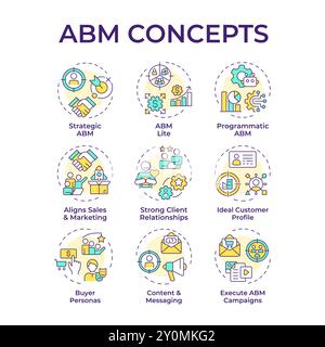 ABM-Symbole für mehrfarbiges Konzept Stock Vektor