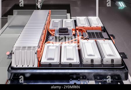 Fahrzeugbatterie-Montagekonzept Automotive.3d-Rendering. Stockfoto