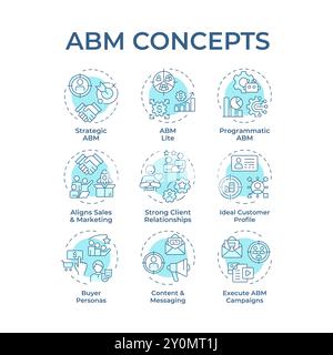 ABM sanfte blaue Konzeptsymbole Stock Vektor