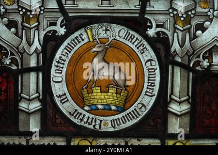 Charles Edward Ellwood Memorial Buntglas, St. Nicholas Church, Cottesmore, Rutland, England, UK Stockfoto