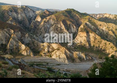 Panorama des Stilaro-Tals in Kalabrien, Italien. Stockfoto