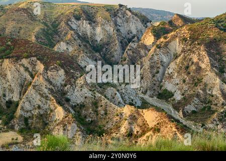 Panorama des Stilaro-Tals in Kalabrien, Italien. Stockfoto