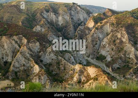 Panorama des Stilaro-Tals in Kalabrien, Italien. Stockfoto