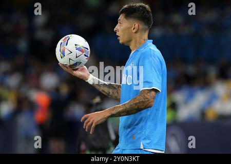 Mathias Olivera vom SSC Napoli kontrolliert den Ball während des Spiels der Serie A zwischen SSC Napoli und Parma Calcio im Stadio Maradona am 30. August 2024 in Neapel. Stockfoto