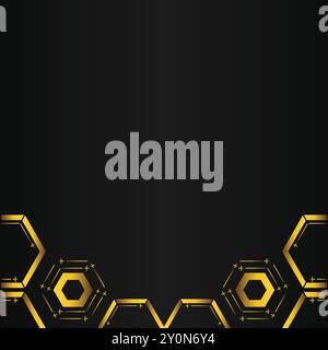 goldener sechseckiger Rahmen mit Bodendekoration Stock Vektor