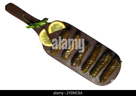 Gefüllte Collard-Grüns mit gekochten Blättern, traditonale türkische Schwarzmeergerichte, sarma, dolma Stockfoto