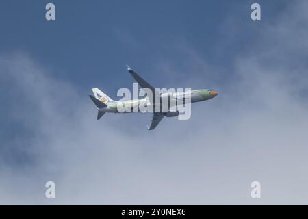 Chiangmai, Thailand - 23. Dezember 2023: HS-DBV Boeing 737-800 von NokAir. Fahren Sie vom Flughafen Chiangmai nach Bangkok. Stockfoto