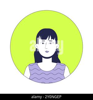 Kaukasische Frau klobige Pony und wellige Haare 2D lineare Vektor-Avatar-Illustration Stock Vektor