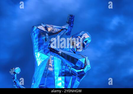 Die Statue der Shipbuilders of Port Glasgow zollt denjenigen Tribut, die in Inverclyde Shipyards gearbeitet haben und die Gegend für ihren Schiffbau weltberühmt gemacht haben. Stockfoto