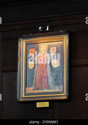 Porträt von Dervorguilla of Galloway, Lady of Balliol, Mitbegründerin, in der Dining Hall des Balliol College der Universität Oxford, gegründet 1263. Stockfoto