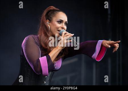 Trondheim, Norwegen. August 2024. Die schwedische Europdance-Gruppe La Cream gibt ein Live-Konzert während der We Love the 90er und 2000er in Trondheim. Stockfoto