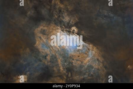 Adlernebel, Messier 16, M16, Säulen der Schöpfung, aufgenommen in Schmalband aus Zypern mit Skywatcher EvoGuide 50 und ZWO 183mm Pro Stockfoto