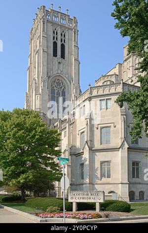 Scottish Rite Cathedral in Indianapolis, Indiana, historisches Gebäude, entworfen vom Architekten George F. Schreiber Stockfoto