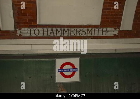 Hyde Park Corner Station Stockfoto