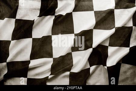 Grunge kariert schwarz / weiß Rennflagge Stockfoto