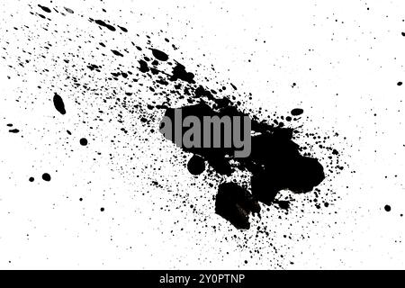 Schwarz-weiße Grunge-Textur. Abstrakte Tinte lässt Hintergrund fallen Stockfoto
