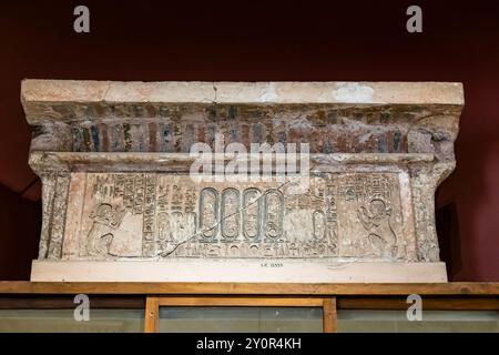 Ägyptisches Museum (Kairo Museum), Türsturz von Hatiays Haus, nördlicher Vorort von Amarna, Kairo, Ägypten, Nordafrika, Afrika Stockfoto