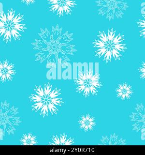 Nahtloses Vektor-Muster mit Schneeflocken. Winterblauer Hintergrund mit Schneeflocken. Stock Vektor