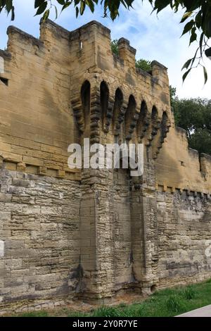 Türme und Mauern von Aigues-Mortes in Frankreich. Stockfoto