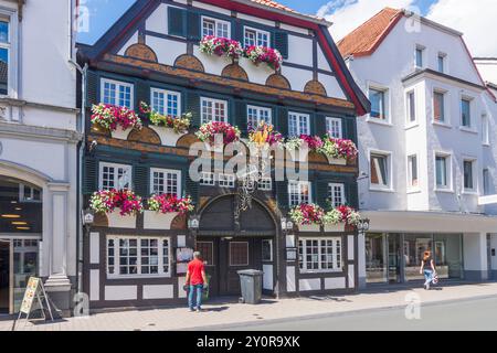 Fachwerkhaus Goldener Hahn Lippstadt Nordrhein-Westfalen, Nordrhein-Deutschland Stockfoto