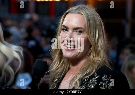 London, Großbritannien. September 2024. Kate Winslet nimmt an der britischen Premiere von „Lee“ am Odeon Luxe Leicester Square in London Teil. (Foto: Fred Duval/SOPA Images/SIPA USA) Credit: SIPA USA/Alamy Live News Stockfoto