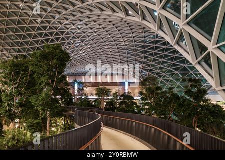 Doha, Katar - 29. August 2024: Der Orchard, der tropische Garten des Flughafens Doha. Stockfoto