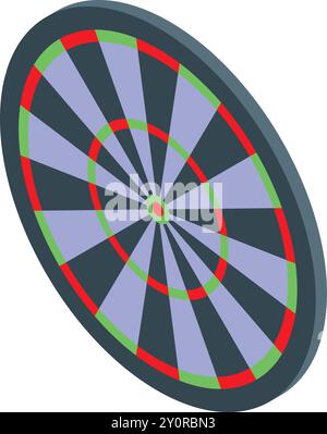 Die klassische Dartscheibe mit roten und grünen Kreisen steht auf weißem Hintergrund Stock Vektor