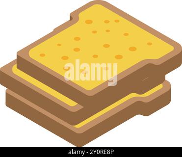 Zwei Scheiben Toastbrot bilden ein isometrisches Symbol für Sandwichbrot Stock Vektor