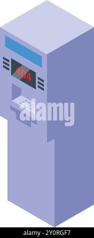 Isometrisches Symbol, das einen Bankautomaten mit einer Fehlermeldung anzeigt Stock Vektor