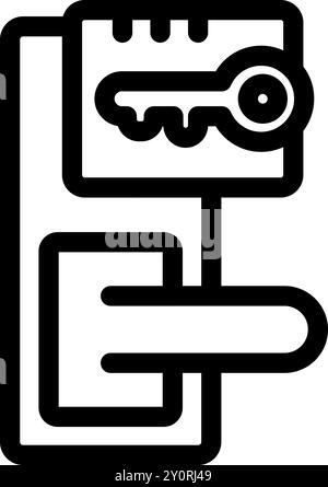 Dieses Symbol stellt eine Hotelschlüsselkarte dar, die zum Entriegeln einer Tür verwendet wird, um Zugang zu einem Zimmer zu gewähren Stock Vektor