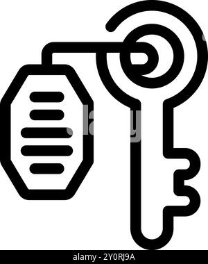 Einfaches Schlüsselsymbol mit leerem Etikett, perfekt für Projekte im Zusammenhang mit Gastfreundschaft, Reisen und Branding Stock Vektor