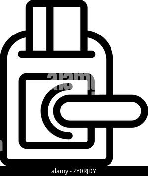 Fettgedrucktes Umrisssymbol einer Kreditkarte, die in ein POS-Terminal eingesteckt wird Stock Vektor