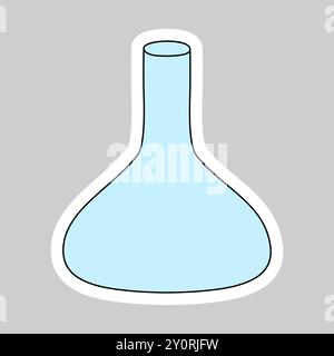 Aufkleber mit konischer chemischer Flasche, Doodle-Stil Vektor-Illustration Stock Vektor