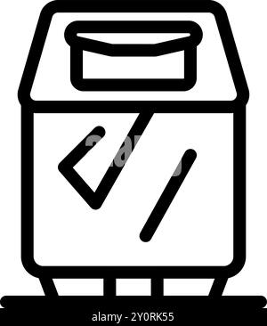 Schwarzes Konturvektorsymbol für eine Wahlurne, die während einer Wahl zur Abstimmung verwendet wird Stock Vektor