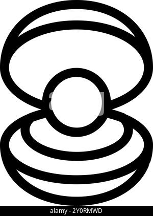 Einfaches Vektorsymbol einer Austernschale, die eine große runde Perle im Inneren enthüllt Stock Vektor