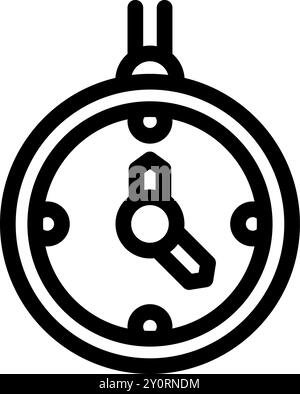 Einfache, auffällige Umrissfigur einer Wanduhr mit sieben Uhr Stock Vektor