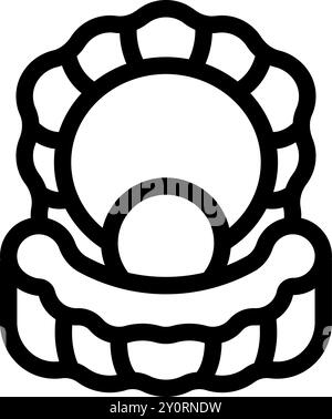 Offene Austern mit einer Perle im Inneren, Meereslebewesen-Konzept Stock Vektor