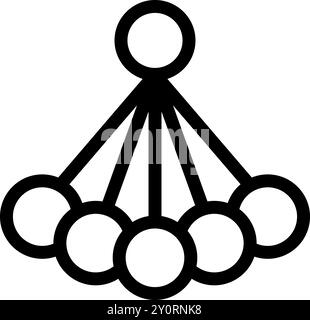 Diese Vektordarstellung einer hierarchischen Netzwerkstruktur verbindet mehrere Knoten mit Linien und symbolisiert den Datenfluss und die Vernetzung Stock Vektor