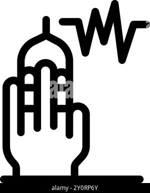 Die Hand hält vorsichtig eine vibrierende Stimmgabel, die die Heilung des Klangs und seine therapeutischen Vorteile symbolisiert Stock Vektor