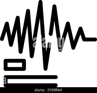 Schwarzes Symbol eines Erdbebenseismogramms mit Zittern und seismischen Wellen Stock Vektor