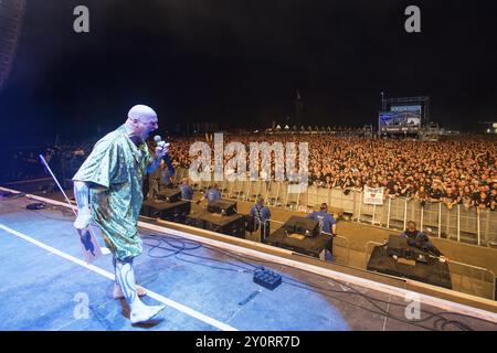 Stumpen (Gero Ivers), Sänger der Berliner Band Knorkator, beim Wacken Open Air in Wacken. Das traditionelle Metal Festival findet ab dem 31. Juli statt Stockfoto