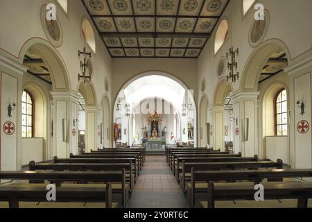 Innenansicht der gotischen St. Peter-und-Paul-Kirche, Eichenzell, Hessen, Deutschland, Europa Stockfoto