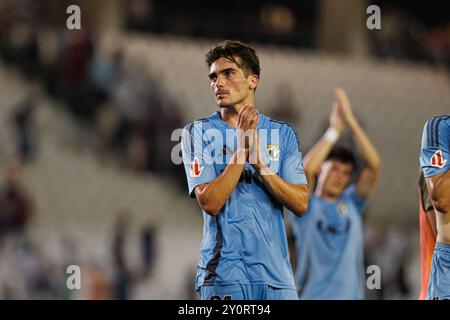 Inigo Cordoba beim LaLiga 2 Hypermotion Spiel zwischen Teams von Cordoba CF und Burgos CF im Estadio Nuevo Arcangel (Maciej Rogowski) Stockfoto