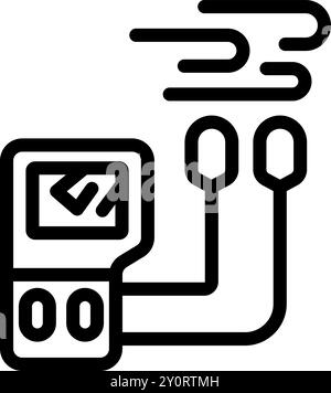 Dieses fettgedruckte Strichsymbol zeigt ein Tonometer zur Messung des Blutdrucks, ein entscheidender Indikator für das Hypertonie-Risiko Stock Vektor