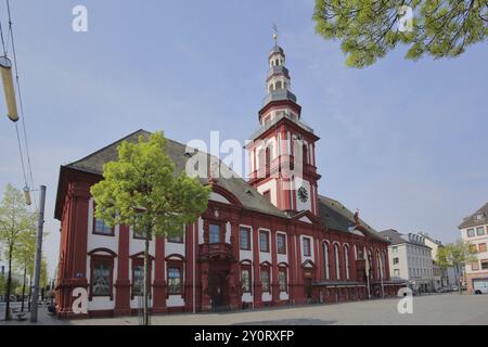 Historisches altes Rathaus und Turm mit St. Sebastian, Marktplatz, Mannheim, Hessen, Deutschland, Europa Stockfoto