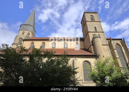 Spätromanische Marienkirche Magdalena, Münnerstadt, Rhoen, Unterfranken, Franken, Bayern, Deutschland, Europa Stockfoto