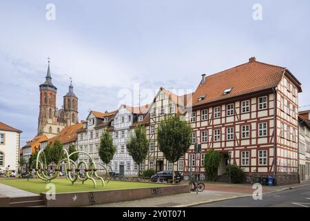 Altstadtspielplatz im historischen U-BOOT, Göttinger Stadtbild, Göttingen, Niedersachsen, Deutschland, Europa Stockfoto