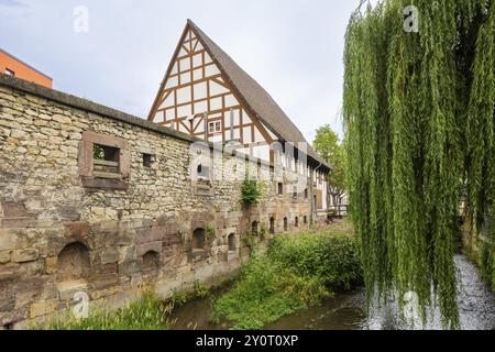 Altstadt Stockleffmühle am Mühlgraben, Stadtlandschaft Göttingen, Göttingen, Niedersachsen, Deutschland, Europa Stockfoto