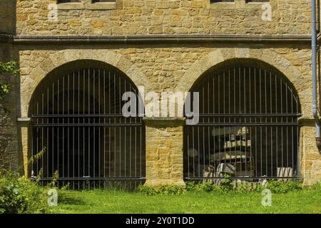 Das Reichsschloss Goslar erstreckt sich über eine Fläche von etwa 340 x 180 Metern und liegt am Fuße des Rammelsbergs im Süden der Stadt Goslar. Stockfoto