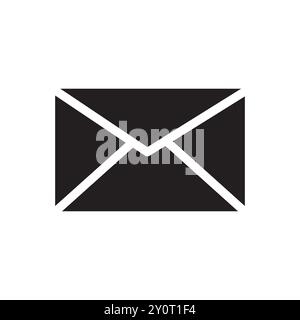 Hüllkurve-Symbol. E-Mail-Symbol. Schwarze Vektorgrafik. Einfaches Korrespondenzzeichen. Stock Vektor